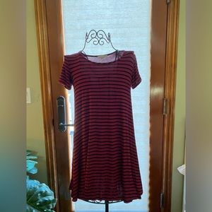 Socialite Red and Black Striped cotton T- Shirt Dress Size: xs